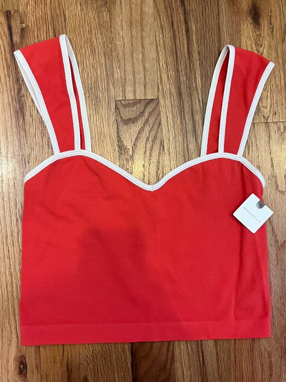 NWT By Anthropologie Seamless Sweetheart Crop Tank - Red S/M